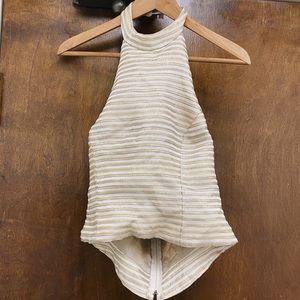 Vintage Cache 90s Y2K Halter Top Blouse With Gold Shimmery Stripes Size M